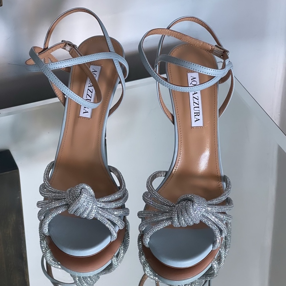 NEW Aquazzura Celeste Leather Heel Sandals Size 38